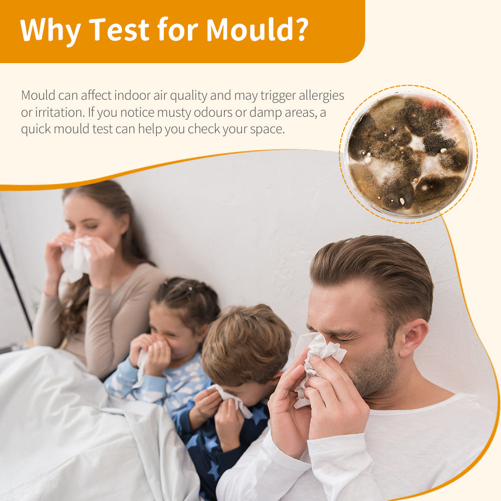 EzyTest Mould Test Kit (1 Test) – 48hr Home Mould Detection for Air & Surfaces + A/C Vent Sampling – Includes Mould Photo Identification Guide