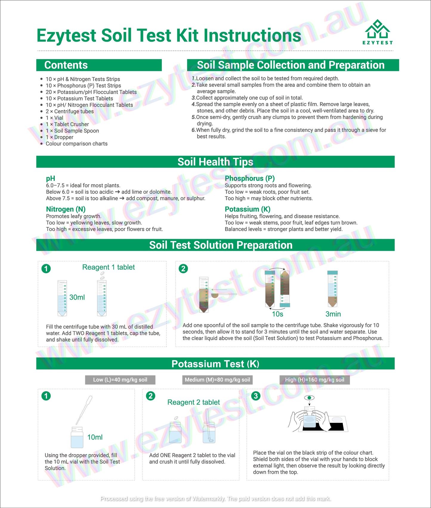 EzyTest Soil Test Kit 4-in-1 (40 Tests) — Check pH, Nitrogen (N), Phosphorus (P) & Potassium (K) for Healthier Plants