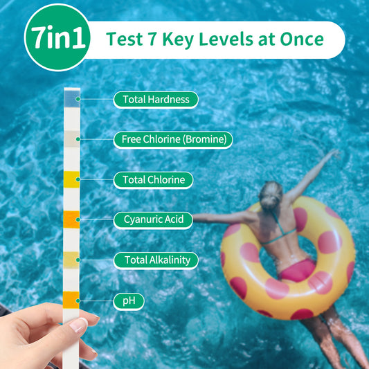 EzyTest Pool & Spa Test Strips 7-in-1 (100 Strips) — Fast, Easy Water Testing in Seconds