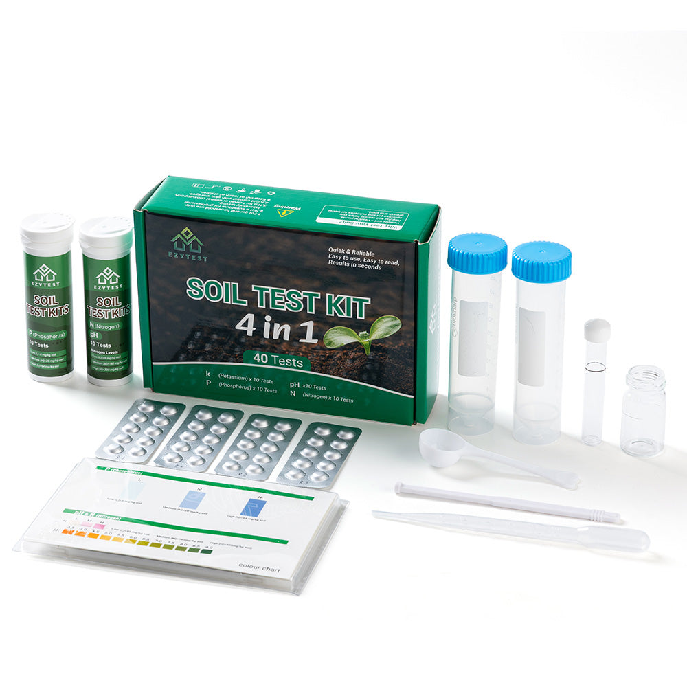 EzyTest Soil Test Kit 4-in-1 (40 Tests) — Check pH, Nitrogen (N), Phosphorus (P) & Potassium (K) for Healthier Plants