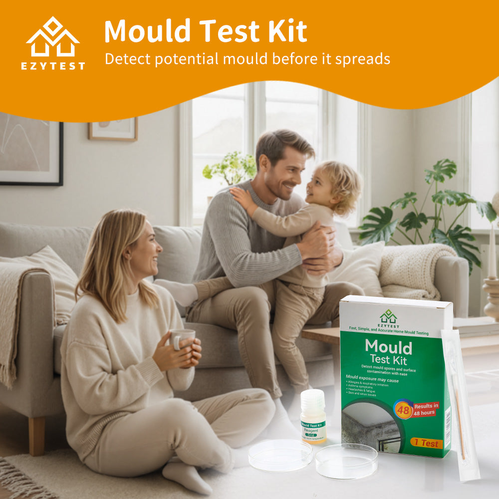 EzyTest Mould Test Kit (1 Test) – 48hr Home Mould Detection for Air & Surfaces + A/C Vent Sampling – Includes Mould Photo Identification Guide