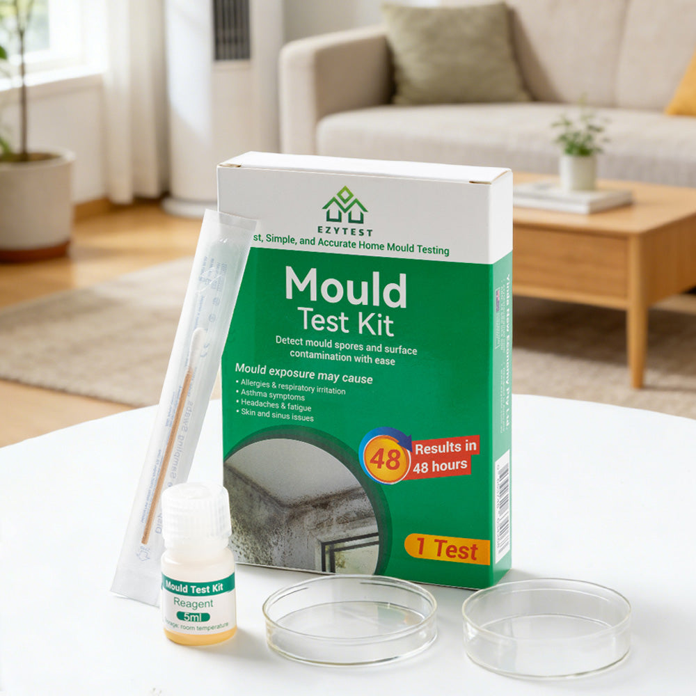 EzyTest Mould Test Kit (1 Test) – 48hr Home Mould Detection for Air & Surfaces + A/C Vent Sampling – Includes Mould Photo Identification Guide